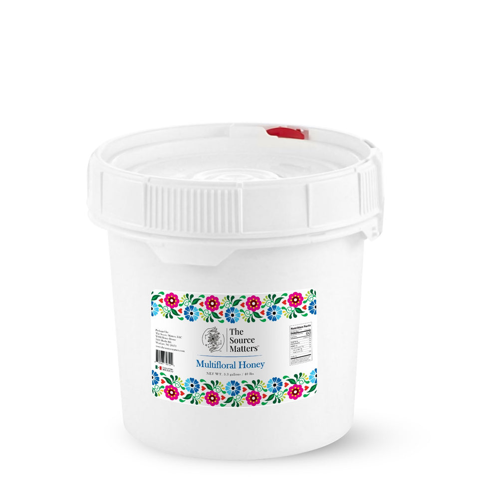 Multifloral Honey 40 LB Bucket w/ Easy Open Screw-top & Airtight Lid - RAW HONEY